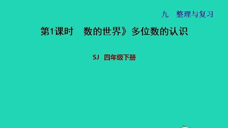 2022四年级数学下册第9单元整理与复习第1课时数的世界多位数的认识习题课件苏教版01