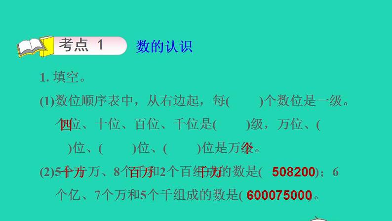 2022四年级数学下册第9单元整理与复习第1课时数的世界多位数的认识习题课件苏教版03