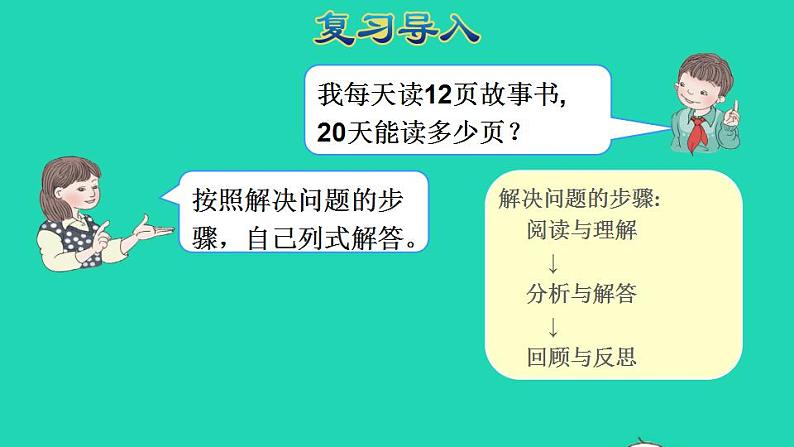 2022三年级数学下册第4单元两位数乘两位数第5课时用连乘解决问题授课课件新人教版第2页