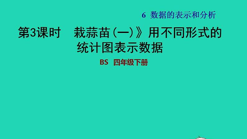 2022四年级数学下册第6单元数据的表示和分析2栽蒜苗一用不同形式的统计图表示数据习题课件北师大版01