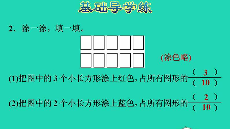 2022三年级数学下册第6单元认识分数第2课时分一分二用分数表示部分与整体的关系习题课件北师大版05