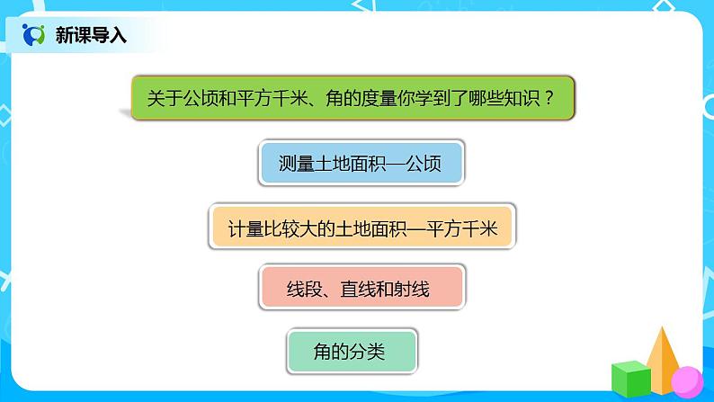 人教版小学数学四年级上册9.3《公顷和平方千米、角的度量》PPT课件+教学设计+同步练习02