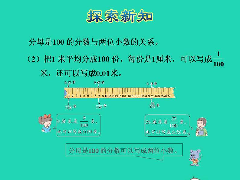 2022四年级数学下册第6单元小数的认识第2课时小数与分数的关系授课课件冀教版第5页