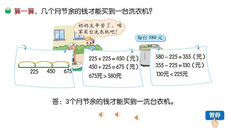 小学数学 北师大版 三年级上 第三单元第4课时《节余多少钱（试一试）》 课件第4页