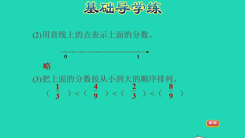 2022四年级数学下册第5单元分数的意义和认识第4课时用直线上的点表示分数习题课件冀教版第4页