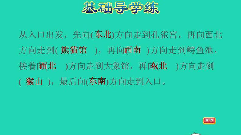 2022三年级数学下册第3单元辨认方向第4课时简单的路线选择合适的行走路线习题课件冀教版06