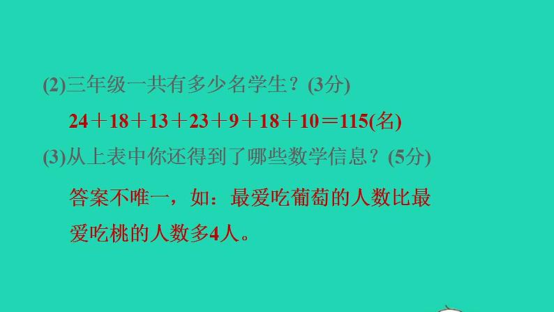 2022三年级数学下册第5单元数据的收集和整理阶段小达标8课件冀教版第5页