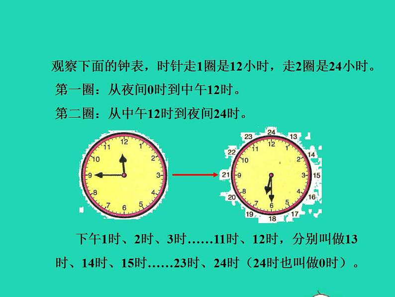 2022三年级数学下册第1单元年月日第1课时24时计时法的认识授课课件冀教版07