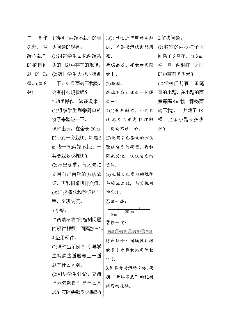 7.2《植树问题(两端不栽)》导学案设计02