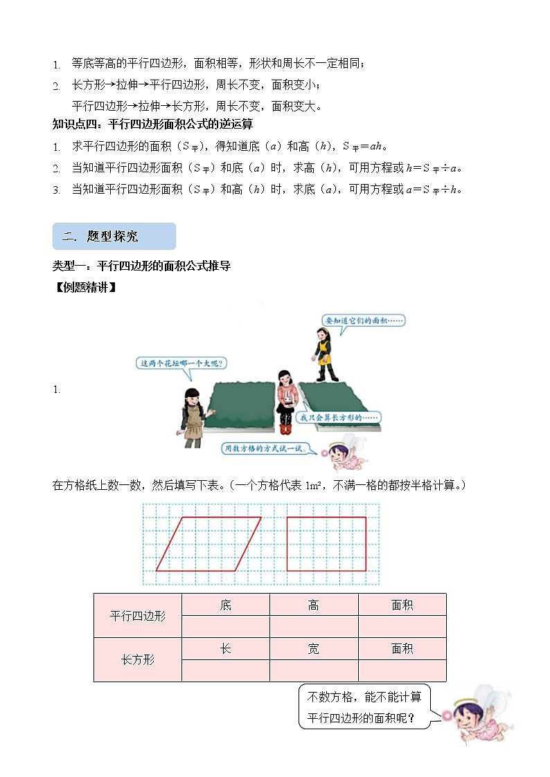 人教版四升五年级数学 第17讲 平行四边形的面积（讲义）【暑假衔接】02