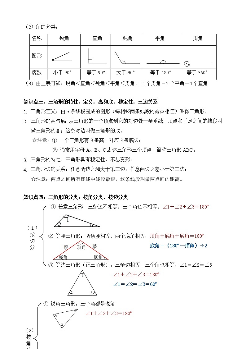 人教版四升五年级数学 第3讲   角的度量、三角形【基础】（讲义）【暑假衔接】03