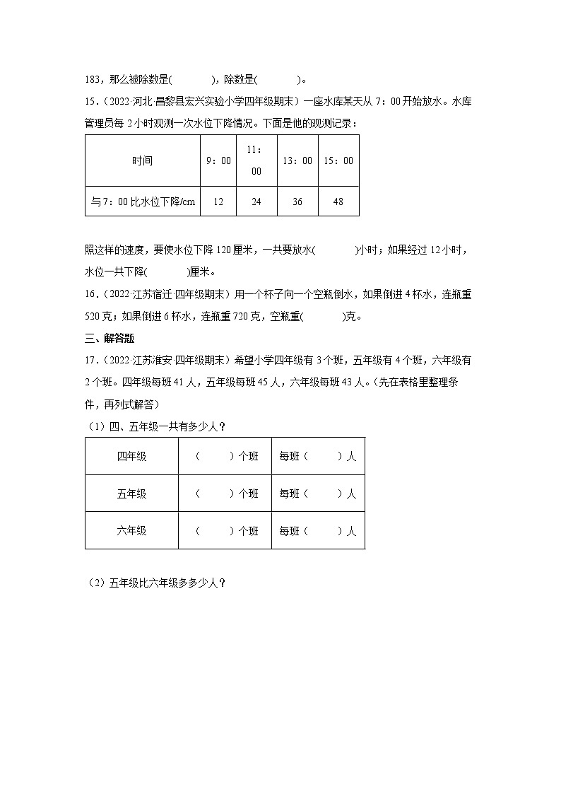 【暑假衔接】小学数学四年级上册第五单元解决问题的策略重难点检测卷-苏教版03
