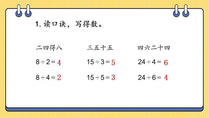 苏教版数学二上 表内除法 (一) 练习九 课件PPT02