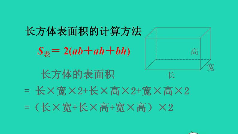 2022五年级数学下册第3单元长方体和正方体第4课时长方体和正方体的表面积计算预习课件新人教版第5页