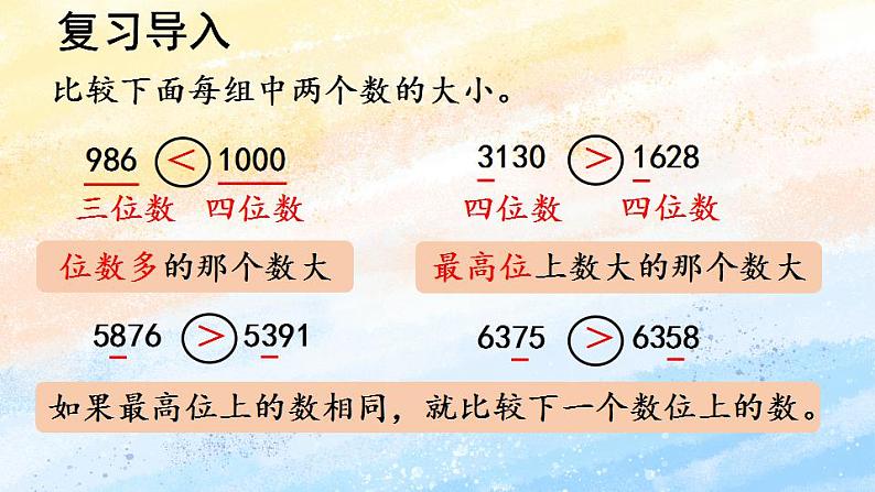 人教版4上数学 1.4 亿以内数的大小比较 课件+教案+练习02