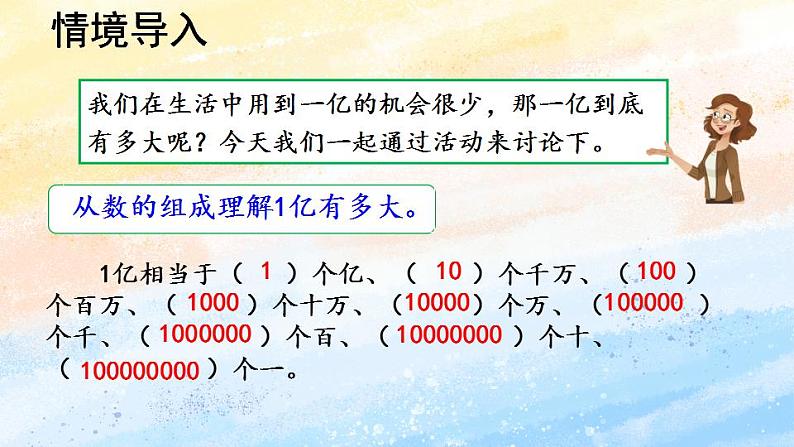 人教版4上数学 1.11 亿有多大 课件+教案+练习02