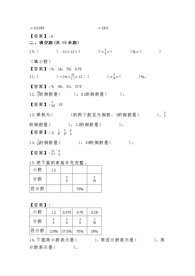 小学数学小数分数百分数互化试卷（教师专用附答案）第3页