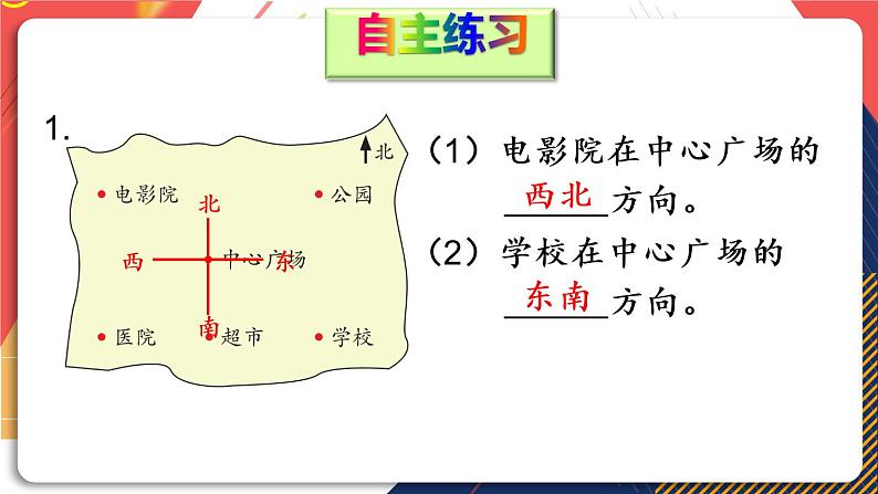 青岛版数学三上 信息窗1 方向与路线 课件PPT08