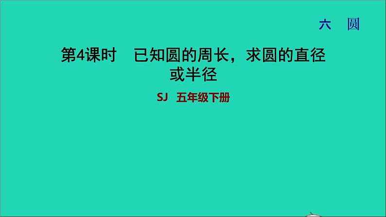 2022五年级数学下册六圆第4课时已知圆的周长求直径或半径习题课件苏教版01