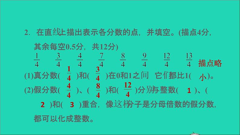 2022五年级数学下册四分数的意义和性质阶段小达标9课件苏教版第7页