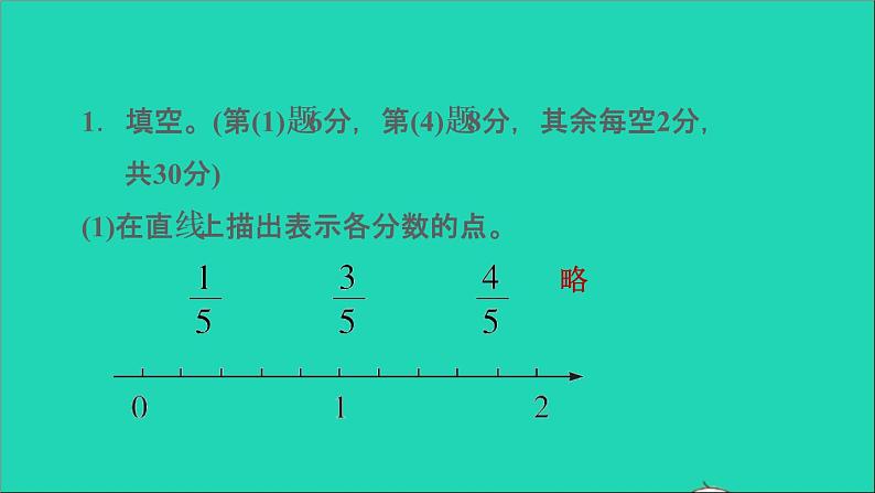 2022五年级数学下册四分数的意义和性质阶段小达标8课件苏教版第3页