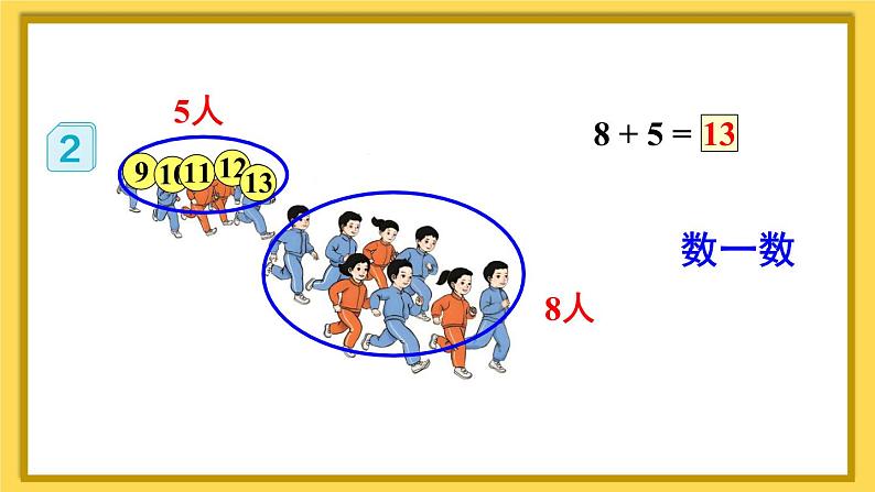 人教版一年级数学上册课件 8 20以内的进位加法 第2课时 8、7、6加几（1）06