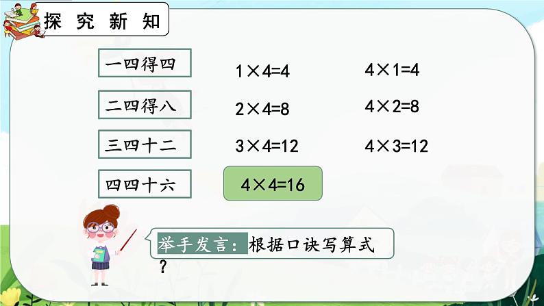 【最新教材插图】人教版数学二上 4.2.4《4和1的乘法口诀》课件+教案+练习07