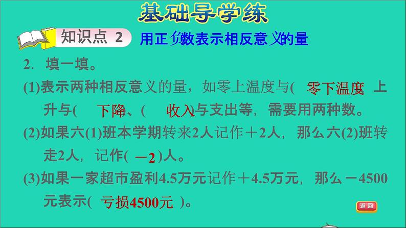 2022六年级数学下册第1单元负数第1课时负数的认识习题课件新人教版05