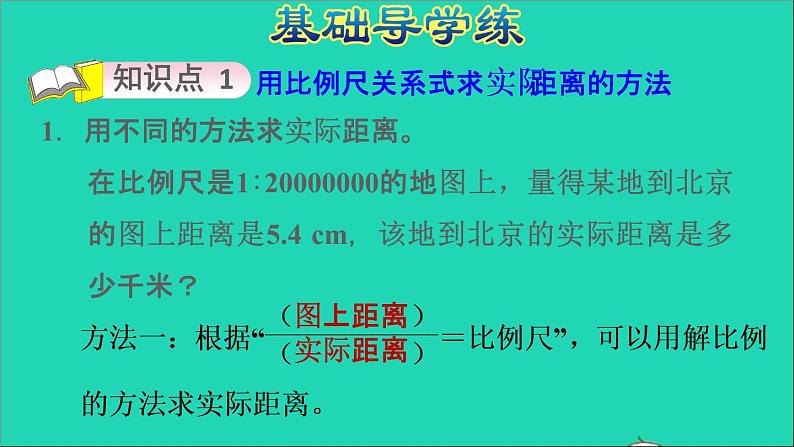 2022六年级数学下册第4单元比例第7课时比例尺2求实际距离习题课件新人教版第3页