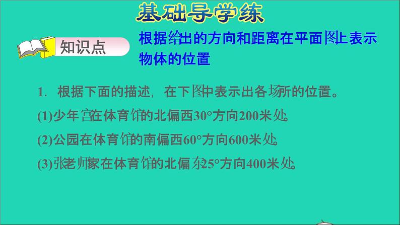 2022六年级数学下册第5单元确定位置第2课时用方向和距离在平面图上表示物体位置习题课件苏教版第3页