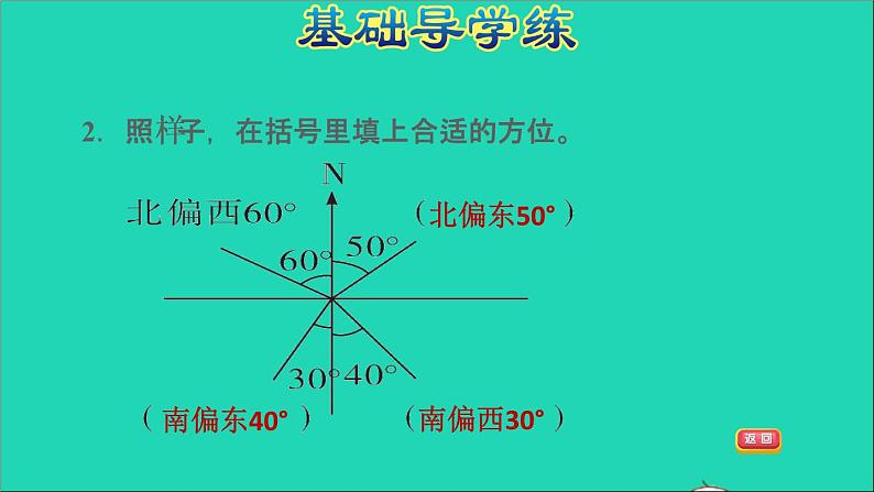 2022六年级数学下册第5单元确定位置第1课时用方向和距离确定位置习题课件苏教版04