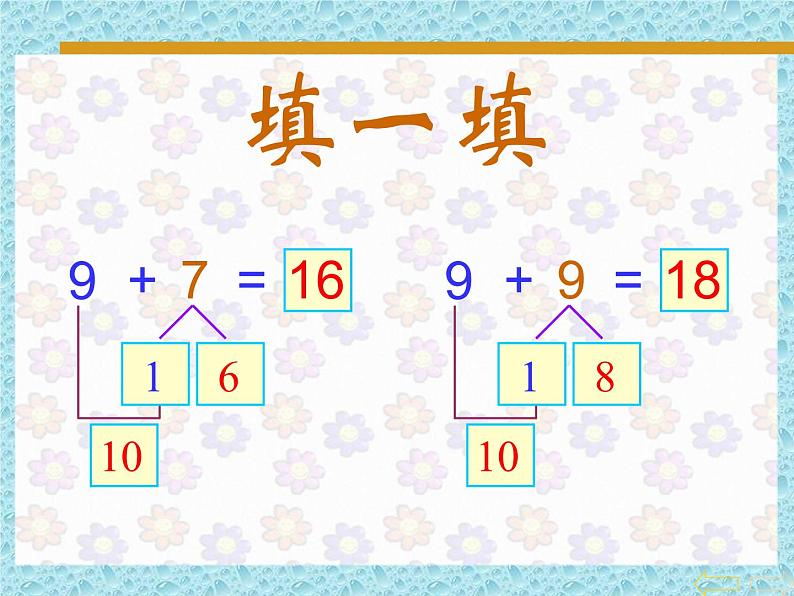 一年级上册数学课件-8.2 20以内的进位加法 9加几｜冀教版  (共19张PPT)第6页