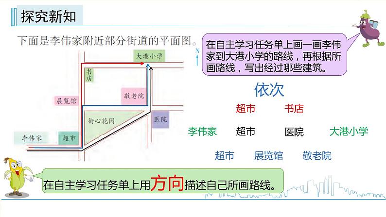 小学数学六下 第五单元 第3课时 用方向和距离描述简单的行走路线  学习课件第4页