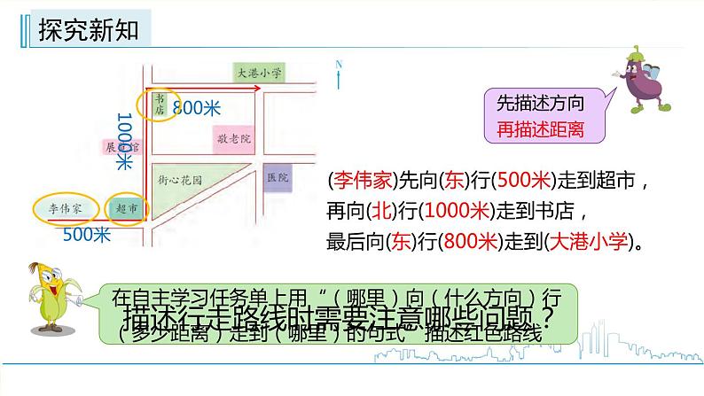 小学数学六下 第五单元 第3课时 用方向和距离描述简单的行走路线  学习课件第6页