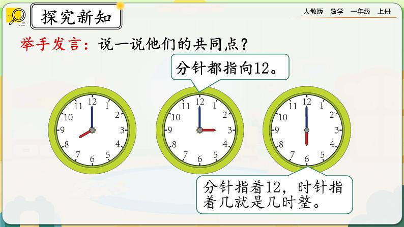 【最新教材插图】人教版数学一上 7.1《认识整时》课件+教案+练习07