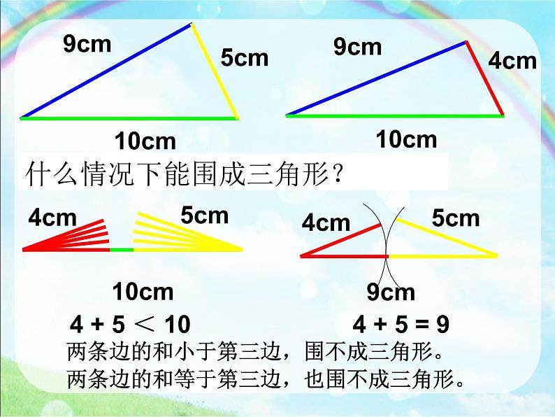 四年级上册数学课件－4.2.1三角形的三边关系｜青岛版（五年制）  (共14张PPT)第5页