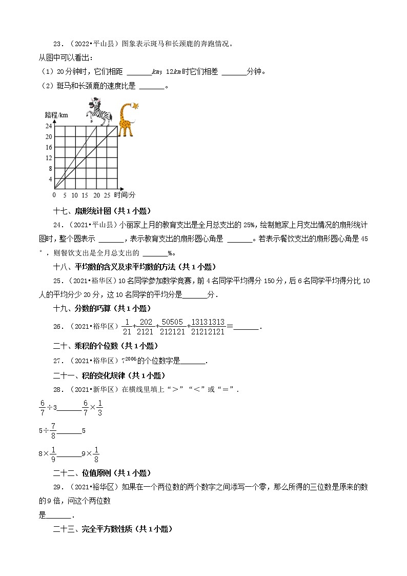 河北省石家庄市三年（2020-2022）小升初数学卷真题分题型分层汇编-15填空题（中档题）03