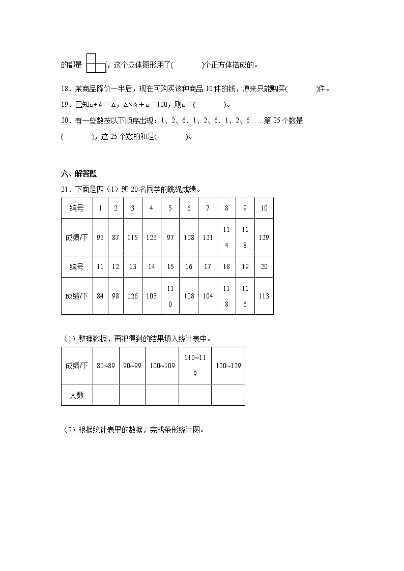 1-4单元高频考点阶段测试（试题）-小学数学四年级上册苏教版03