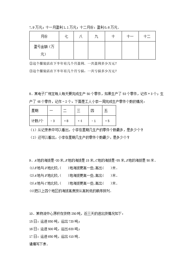 （易错笔记）第1练 负数的初步认识 应用题常考易错题专项汇编（试题）  小学数学五年级上册（苏教版，含答案）第3页