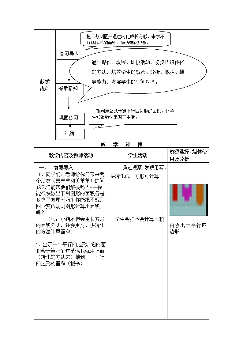五年级上册数学教案-5.2  平行四边形的面积  ▏沪教版第2页