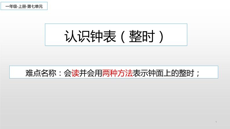 一年级上册数学教学课件-7 认识钟表7-人教版(共10张PPT)01