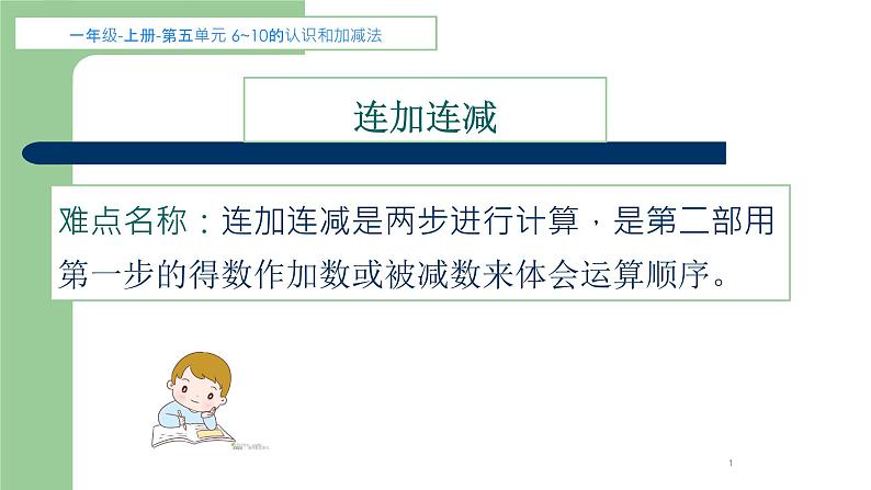 一年级上册数学教学课件-5.4连加 连减20-人教版(共14张PPT)第1页