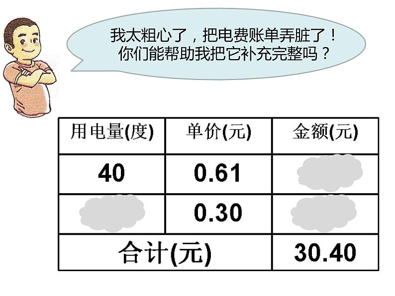 五年级上册数学课件-6.2  小数的应用-水 、电、天然气的费用  ▏沪教版  (共26张PPT)第8页