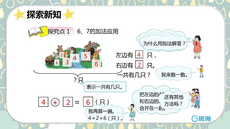 班海数学人教2022新版 一上 第五单元 1.6和7（加减法应用）【优质课件】第6页