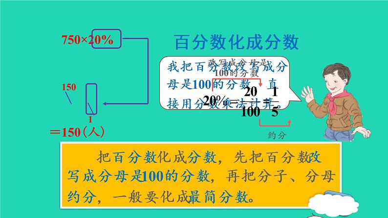 2022六年级数学上册6百分数一第3课时求一个数的百分之几是多少及百分数化成小数或分数教学课件新人教版06