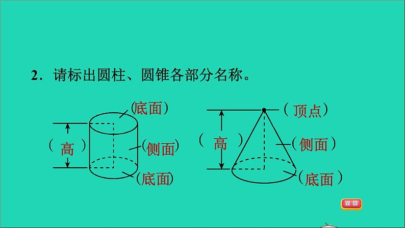 2022六年级数学下册第1单元圆锥与圆锥1面的旋转圆柱与圆锥的特征习题课件北师大版第4页