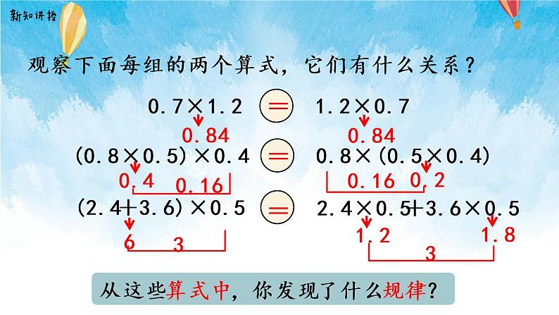 【2022秋季新教材】人教版数学五年级上册 整数乘法运算定律推广到小数 精品课件04