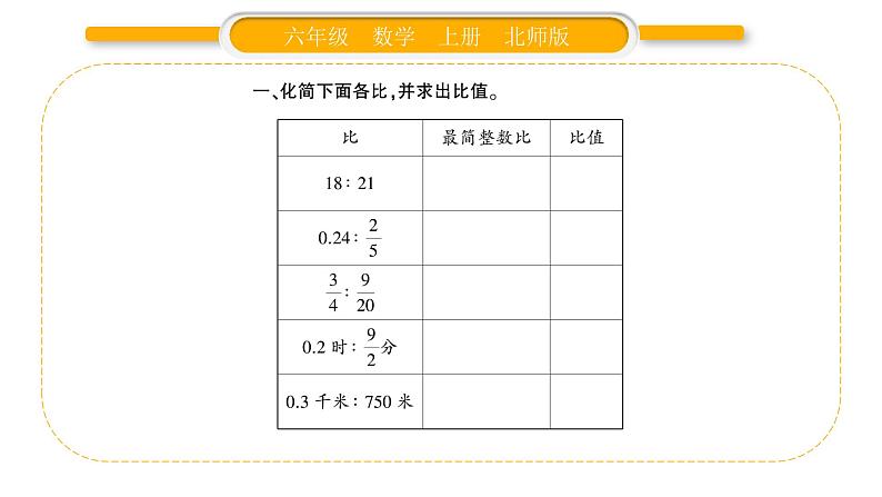 北师大版六年级数学上第六单元比的认识第7课时  练习五（2）ppt第3页