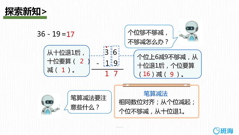 班海数学人教2022新版 二上 第二单元 4.减法-退位减【优质课件】第7页