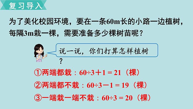 小学数学人教版五年级上册课件7单元数学广角植树问题第3课时植树问题302